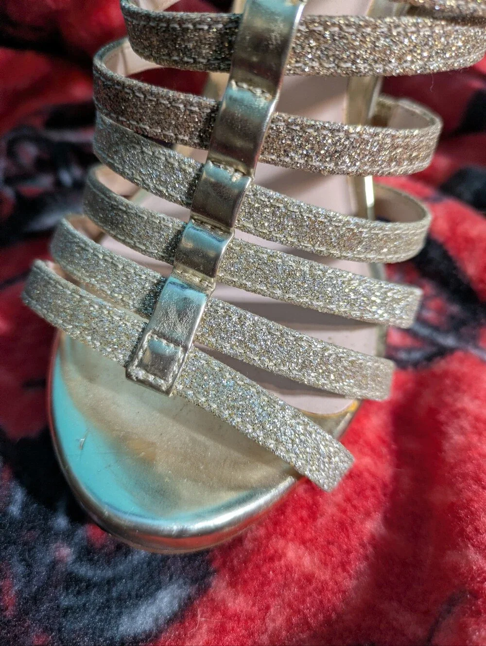 Gilded Goddess: ALDO Gold Glitter Caged Stiletto Heels
